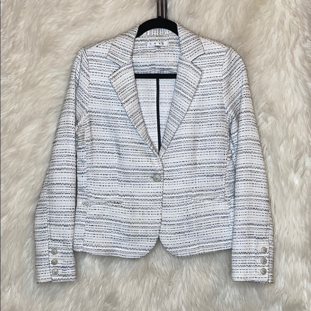 CABI TWEED STATIC WHITE AND BLACK BLAZER
